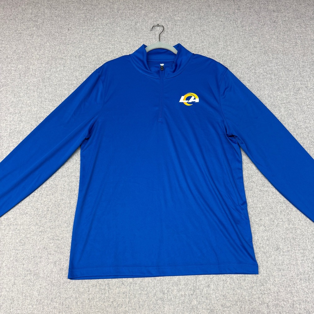 Fanatics Los Angeles Rams Quarter Zip Pullover Size Large Blue NFL Fan Gear Logo